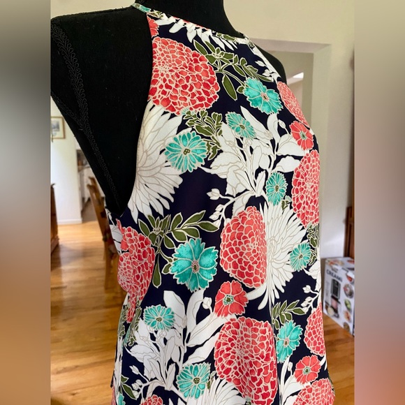 dee elle Floral Summer Halter Romper Turquoise Coral - Picture 8 of 14